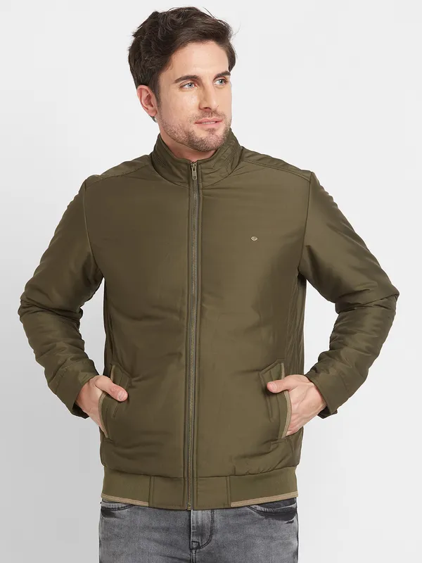 Being Human Regular Fit Men Collared Jackets-Army