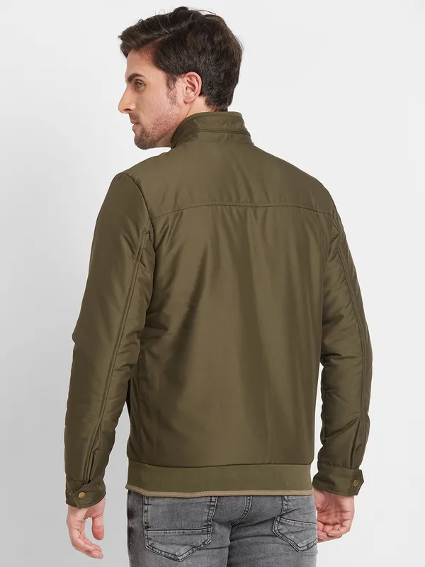 Being Human Regular Fit Men Collared Jackets-Army