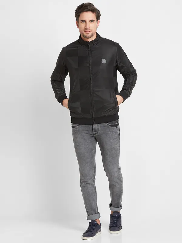 Being Human Clothing Men Regular Fit Collared Jackets-Black
