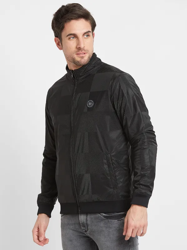 Being Human Clothing Men Regular Fit Collared Jackets-Black