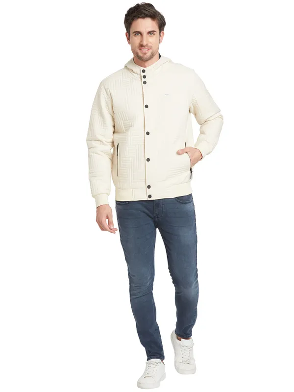 Being Human Clothing Men Regular Fit Collared Jackets-Cream