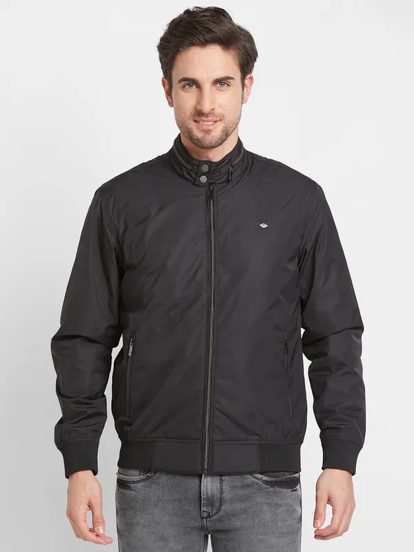 Being Human Clothing Men Regular Fit Collared Jackets-Black