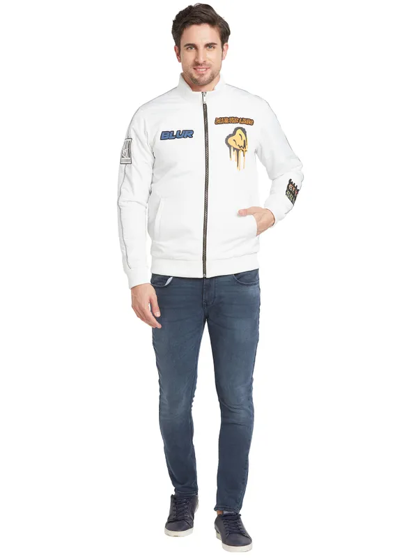 Being Human Clothing Men Regular Fit Collared Jackets-White