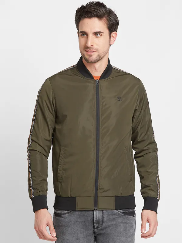 Being Human Regular Fit Men Collared Jackets-Olive