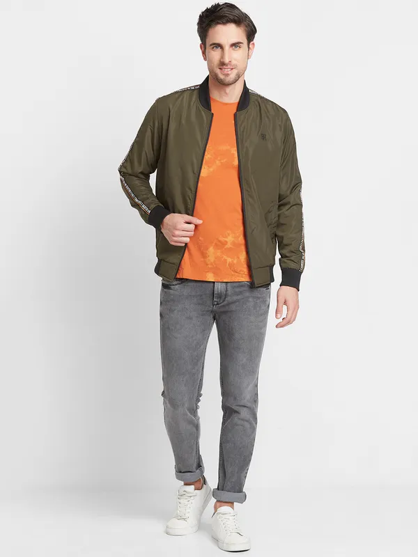 Being Human Regular Fit Men Collared Jackets-Olive