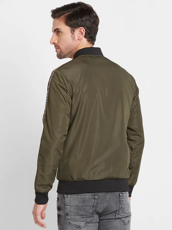 Being Human Regular Fit Men Collared Jackets-Olive