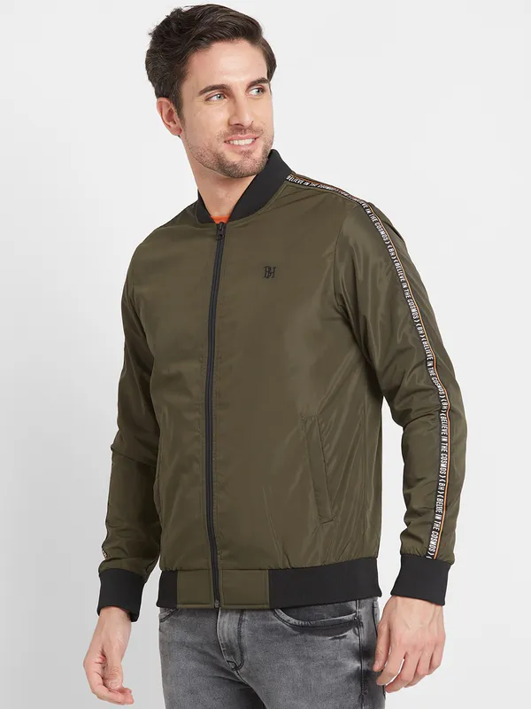 Being Human Regular Fit Men Collared Jackets-Olive