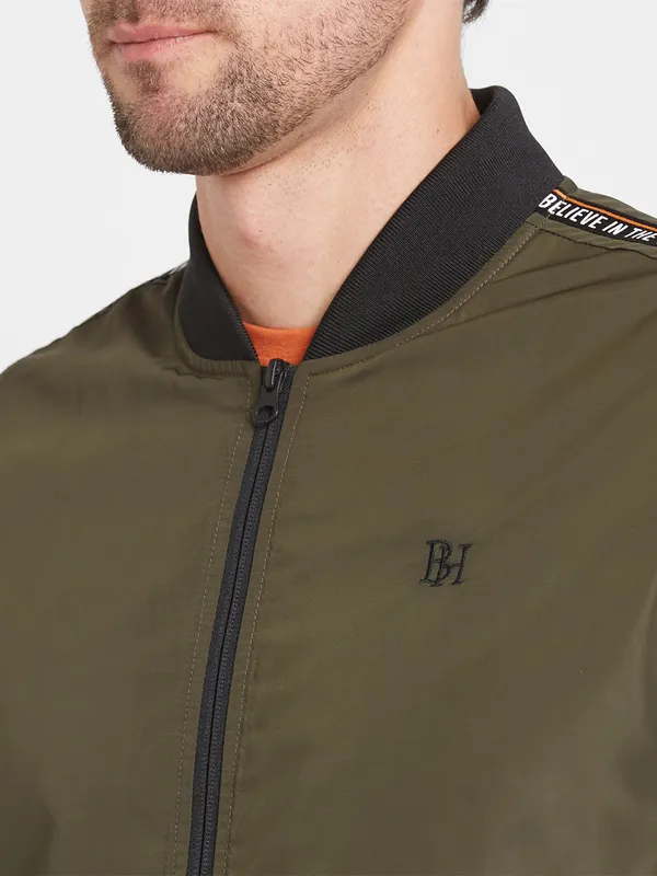 Being Human Regular Fit Men Collared Jackets-Olive