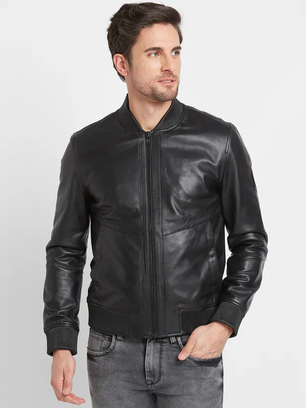 Being Human Clothing Men Regular Fit Collared Jackets-Black
