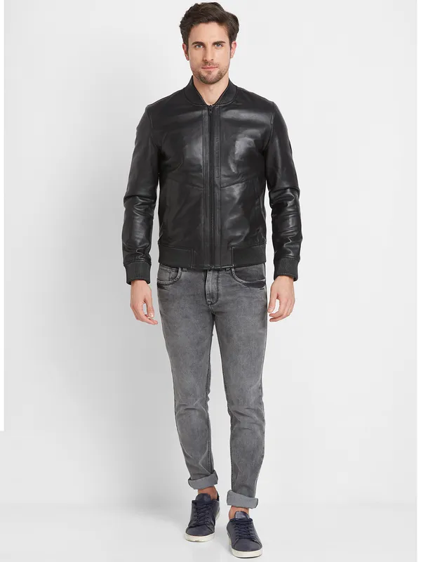 Being Human Clothing Men Regular Fit Collared Jackets-Black