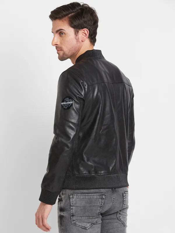Being Human Clothing Men Regular Fit Collared Jackets-Black