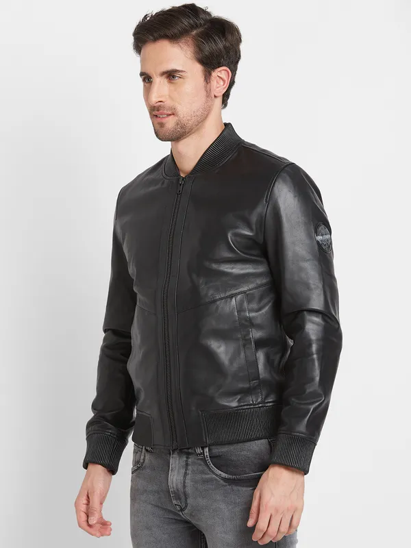 Being Human Clothing Men Regular Fit Collared Jackets-Black