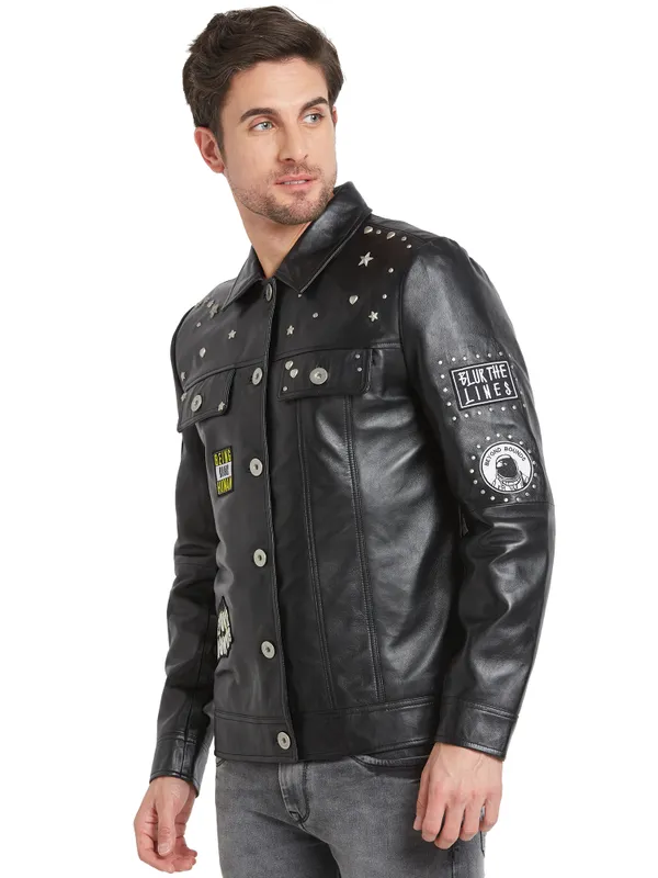 Being Human Clothing Men Regular Fit Collared Jackets-Black