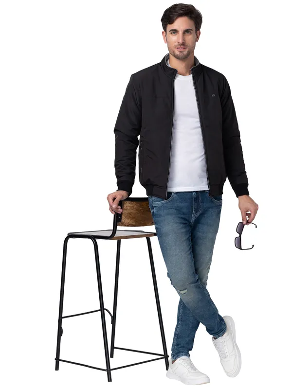 Being Human Clothing Men Regular Fit Collared Jackets-Black