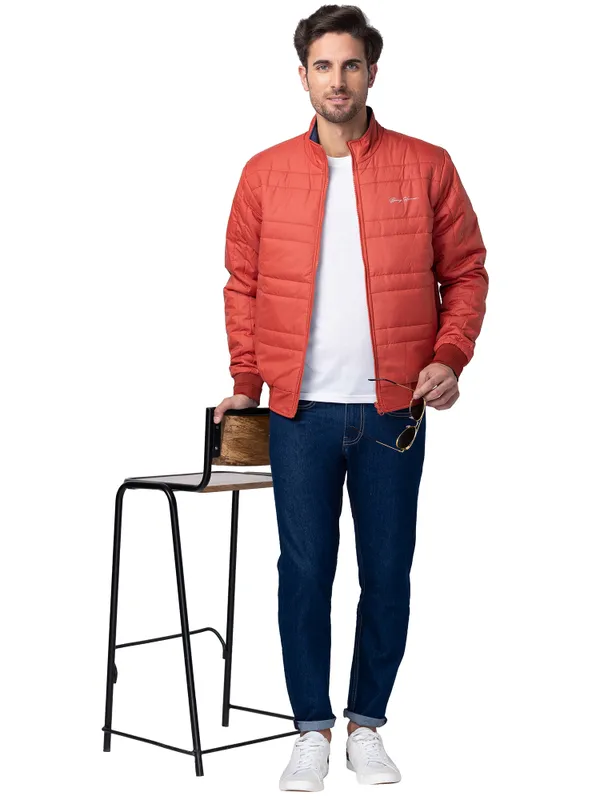 Being Human Regular Fit Men Collared Jackets-Rust