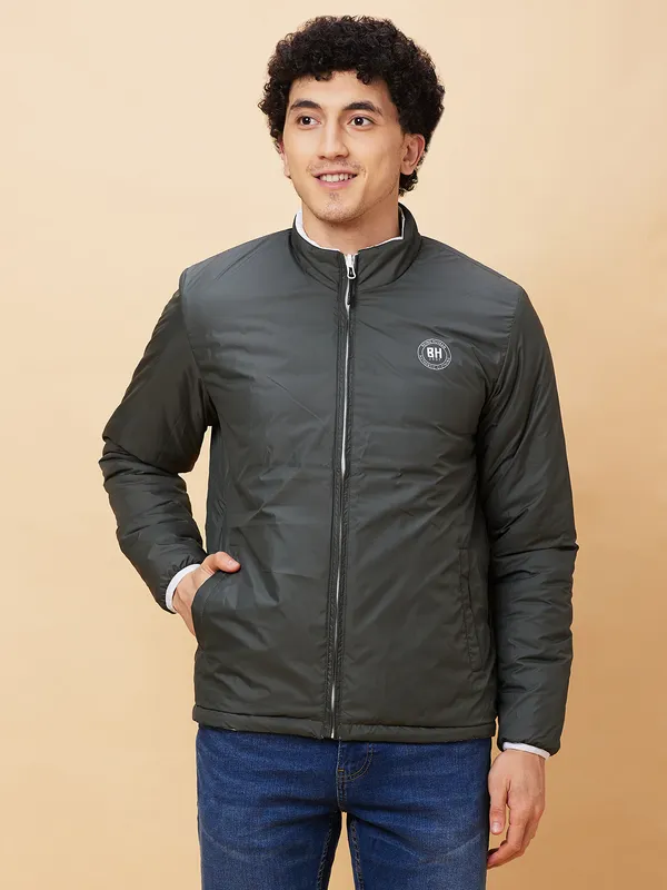 Being Human Men  Jackets-White And Forest Green