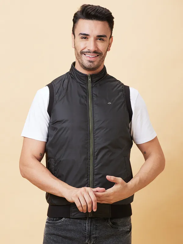 Being Human Clothing Men  Jackets-Military Green And Black