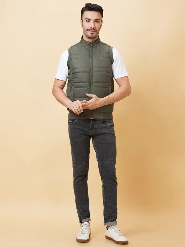 Being Human Clothing Men  Jackets-Military Green And Black