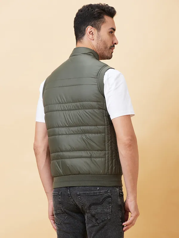 Being Human Clothing Men  Jackets-Military Green And Black