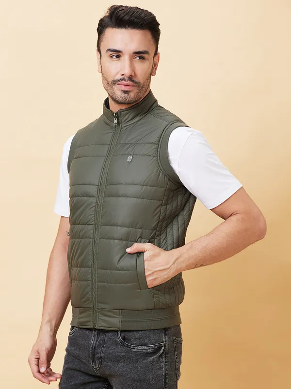 Being Human Clothing Men  Jackets-Military Green And Black