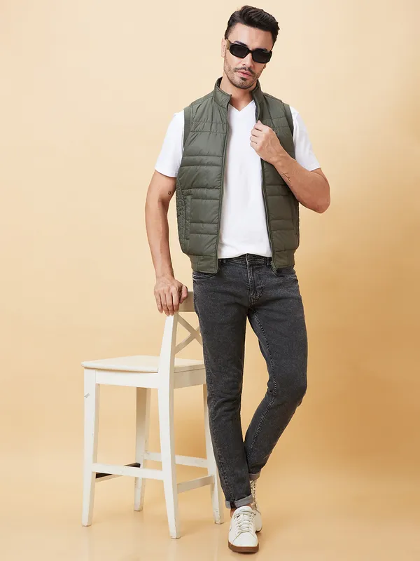 Being Human Clothing Men  Jackets-Military Green And Black