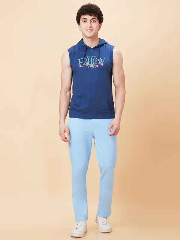 Being Human Clothing Men Regular Fit Track Pant-Light Blue