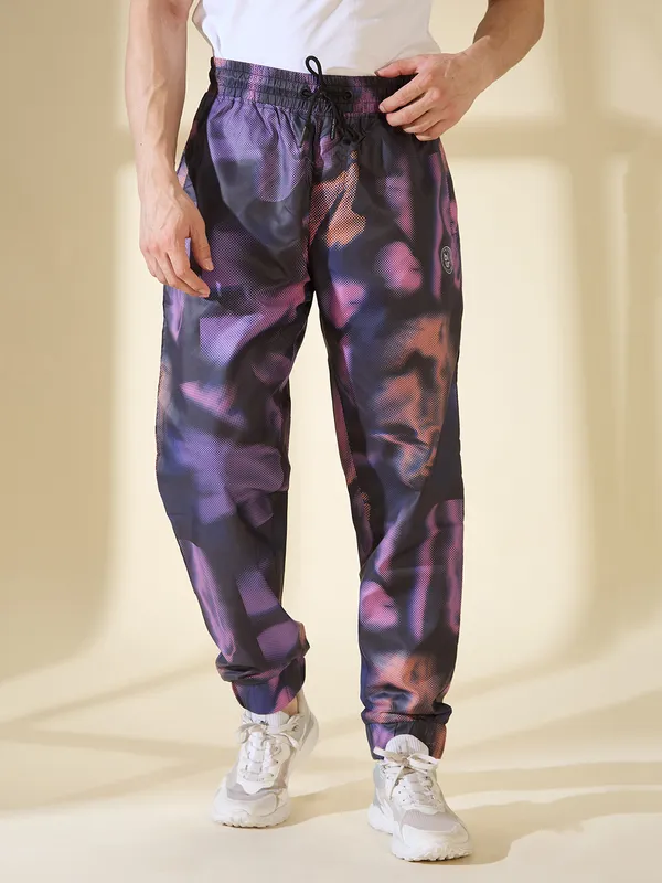 Being Human Clothing Men None Track Pant-Black/Pulple