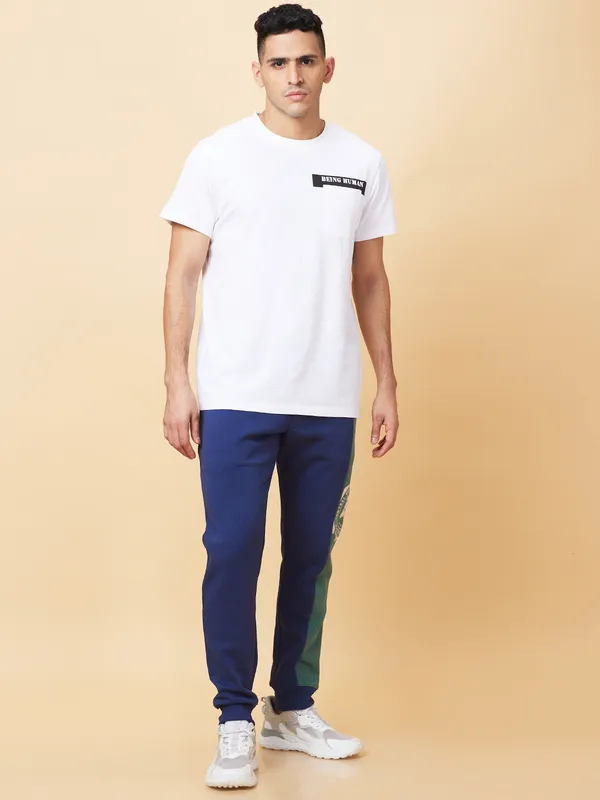 Being Human Clothing Mens-Bottom Track Midnight Blue