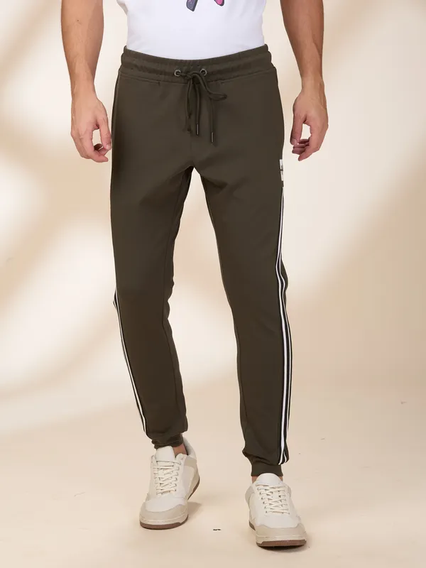 Being Human Men Green Vertical Stripes Jogger
