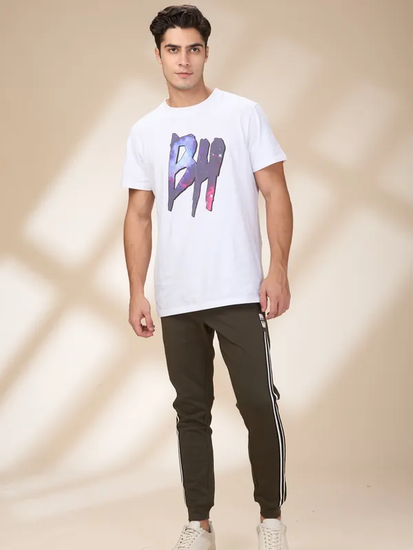 Being Human Men Green Vertical Stripes Jogger