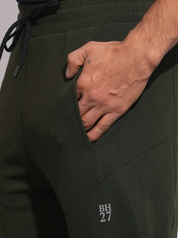 Being Human Clothing Mens-Bottom Track Olive