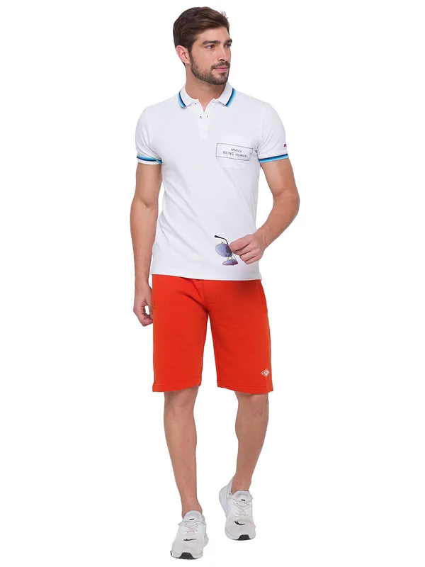 Being Human Men Regular Fit Shorts-Orange