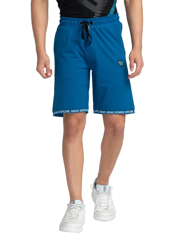 Being Human Men Regular Fit Shorts-Blue Coral