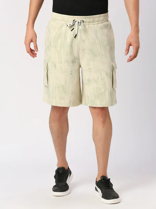 Being Human Men Regular Fit Track Shorts-Snow White