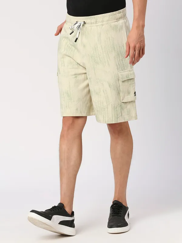 Being Human Men Regular Fit Track Shorts-Snow White