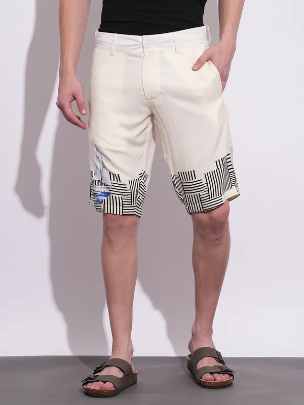 Being Human Clothing Mens-Bottom Shorts Chalk