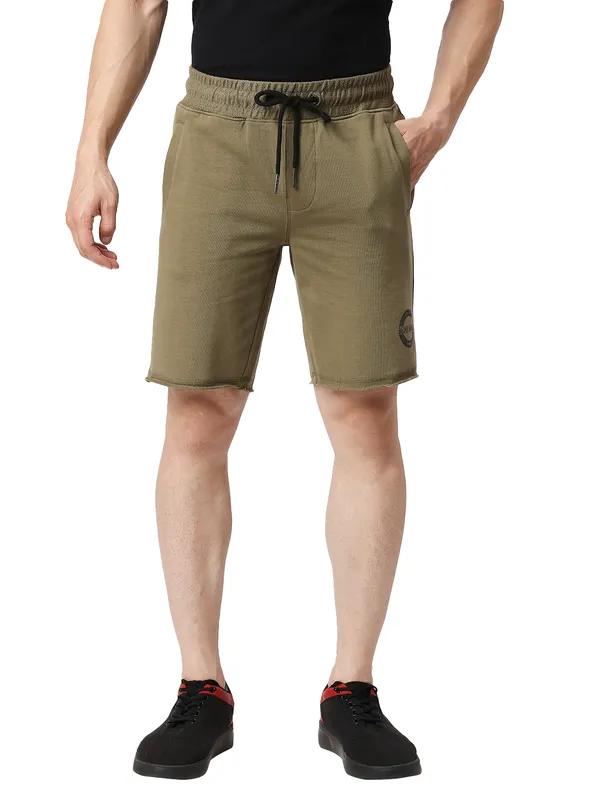 Being Human Clothing Men Regular Fit Shorts-Olive