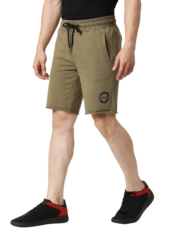 Being Human Clothing Men Regular Fit Shorts-Olive