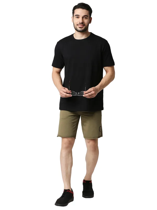 Being Human Clothing Men Regular Fit Shorts-Olive