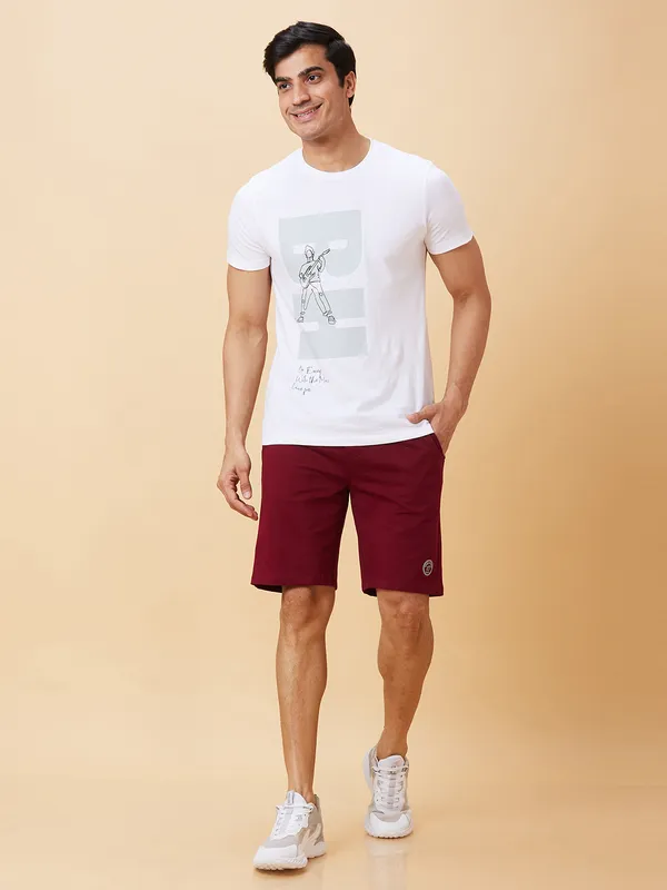 Being Human Clothing Men Regular Fit Shorts-Wine