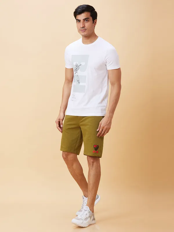 Being Human Men Regular Fit Shorts-Olive