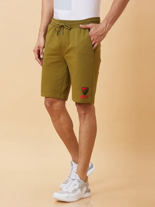 Being Human Men Regular Fit Shorts-Olive