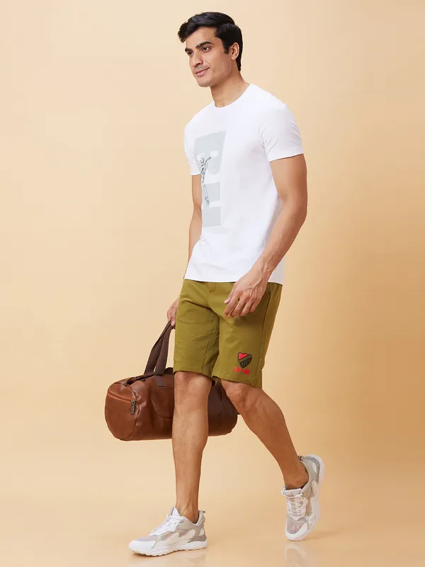 Being Human Men Regular Fit Shorts-Olive