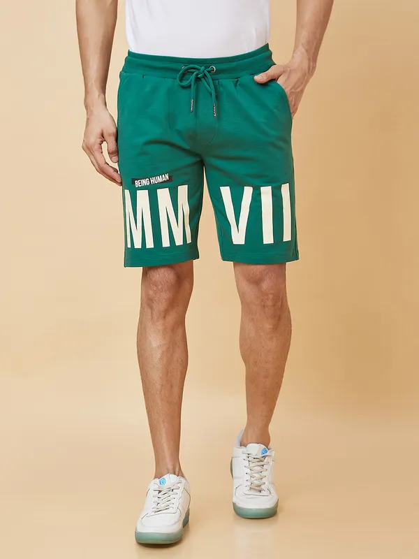 Being Human Men Regular Fit Shorts-Evergreen