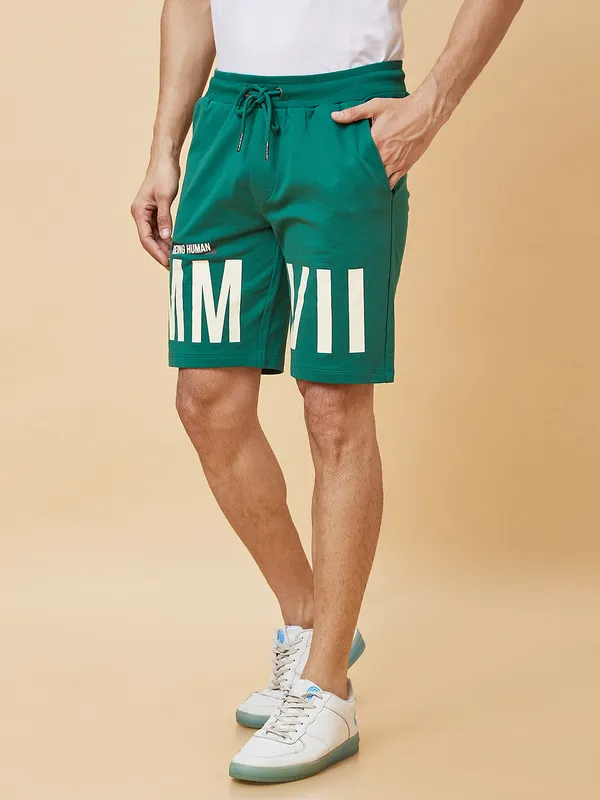 Being Human Men Regular Fit Shorts-Evergreen