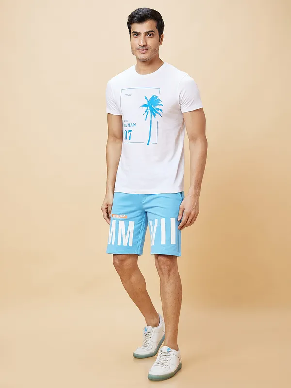 Being Human Men Regular Fit Shorts-Light Blue