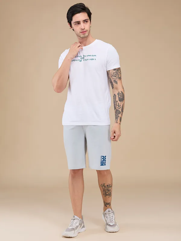 Being Human Clothing Mens-Bottom Shorts Grey
