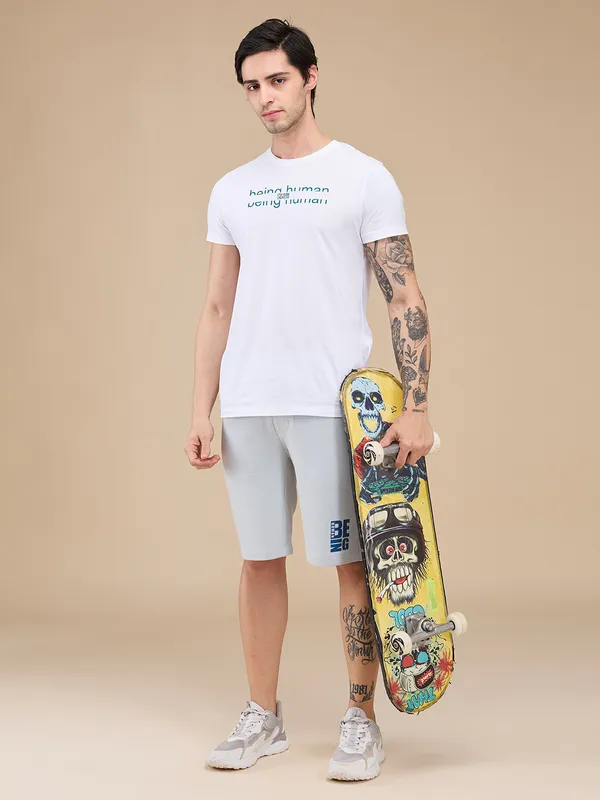 Being Human Clothing Mens-Bottom Shorts Grey
