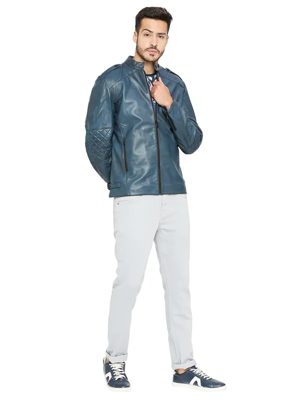 Being Human Regular Fit Men Collared Jackets-Blue