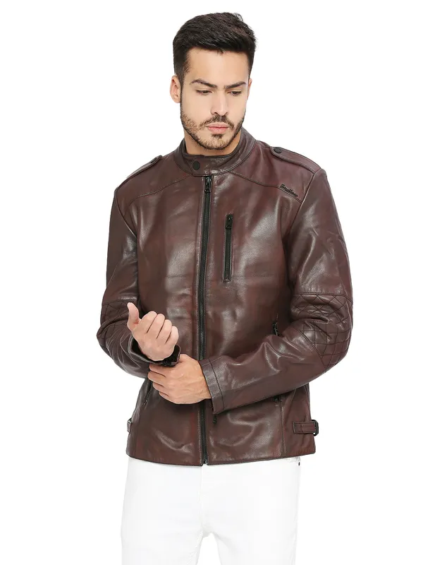 Being Human Regular Fit Men Collared Jackets-Ox Blood